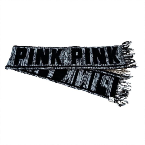 Victoria PINK Knit Black and White Cozy Graphic Scarf - Picture 1 of 7